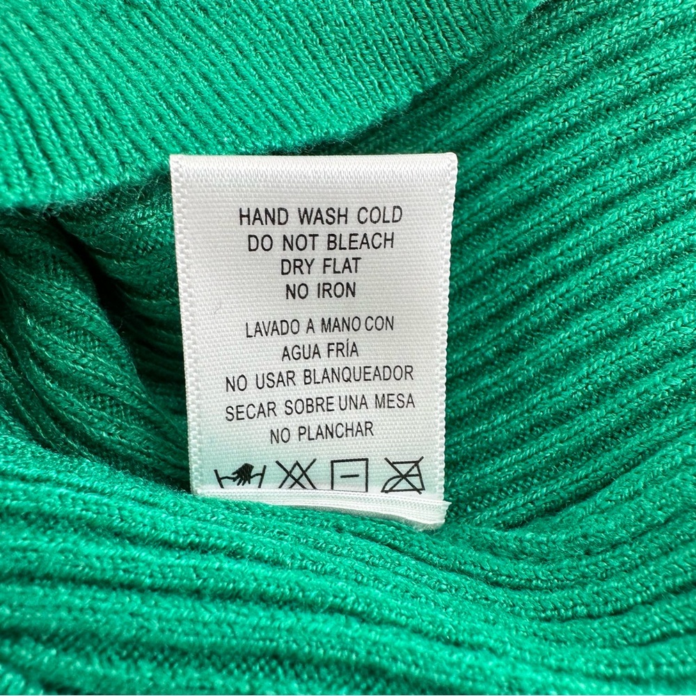 Love Tree Green Ribbed Turtleneck Sweater size Large Long Sleeves Stretch - Picture 13 of 14
